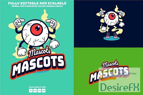 Eye Character Mascots Design Editable Text