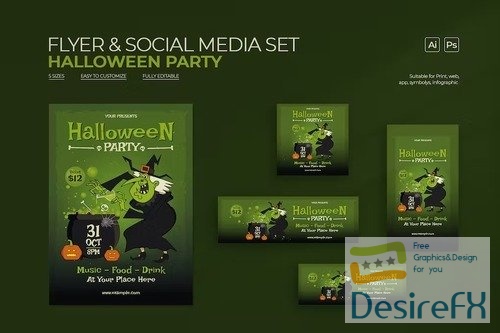 Halloween Party Flyer & Social Media Set