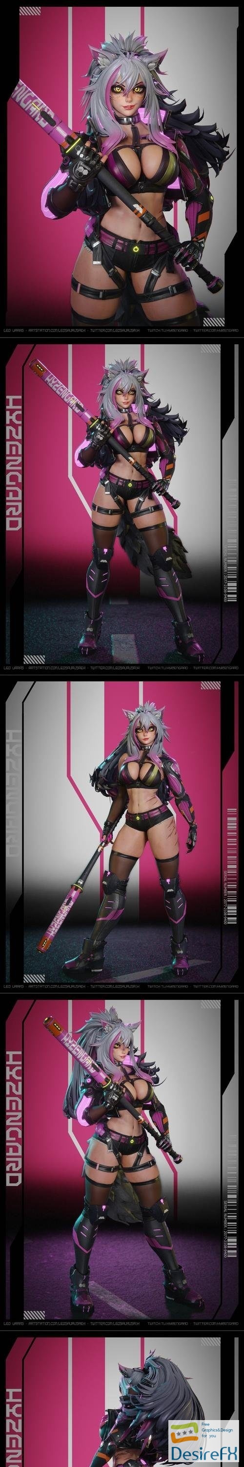 Hyzengard - Cyberpunk Wolf Girl – 3D Print