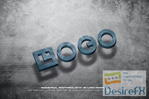 Industrial photorealistic 3D logo mockup