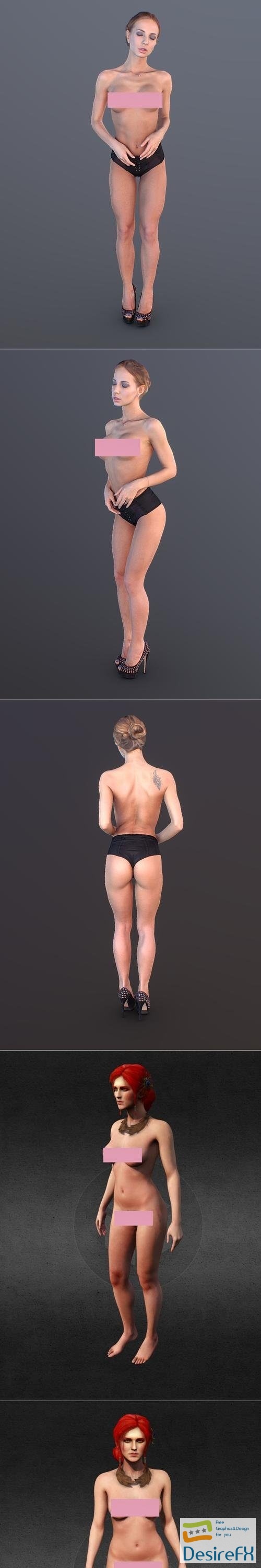 Nude Girl Posing and Red Head Woman Nude – 3D Print