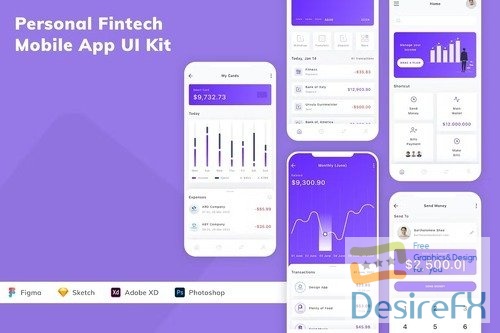 Personal Fintech Mobile App UI Kit