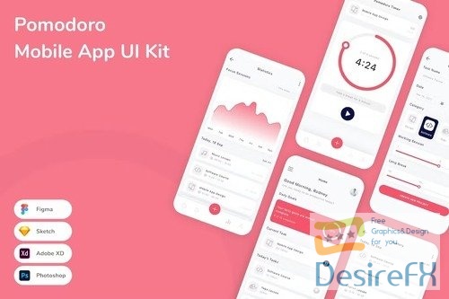 Pomodoro Mobile App UI Kit