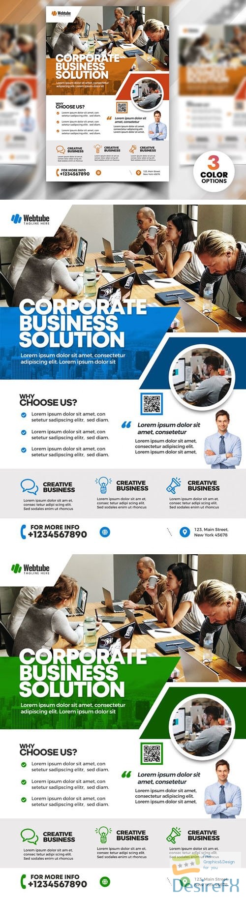Professional Corporate Business Solution A4 Flyers PSD Templates