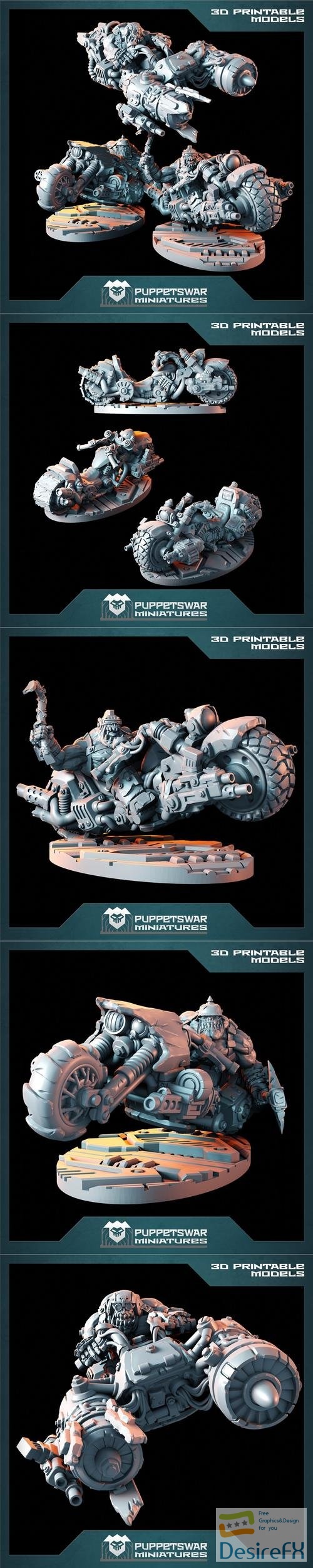Puppetswar Miniatures - Orc Bikers Set B – 3D Print