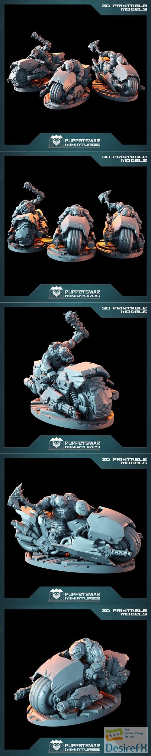 Puppetswar Miniatures - Ork Biker Set – 3D Print