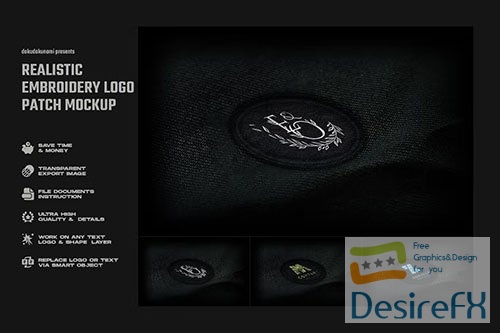 Realistic embroidery logo patch mockup PSD