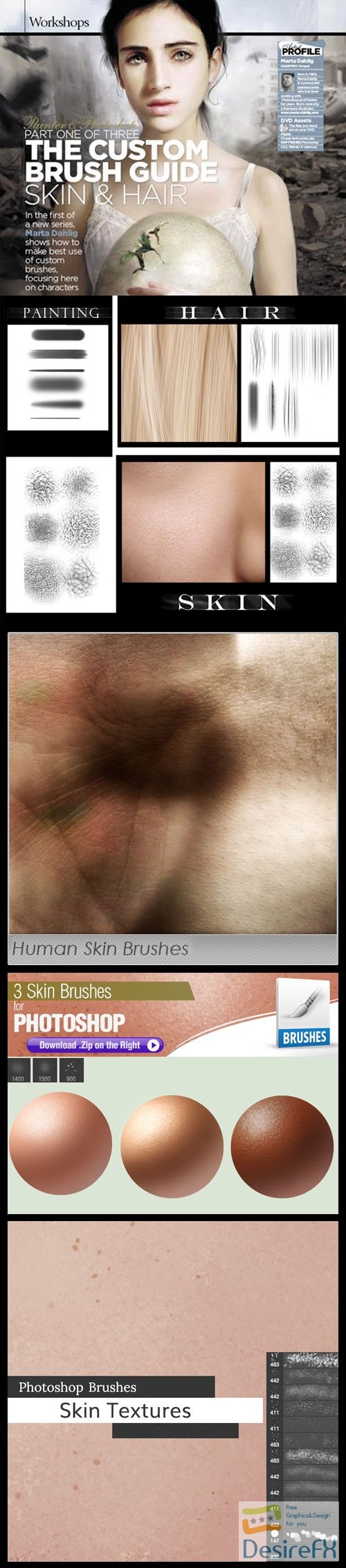 Realistic Human Skin & Hair Brushes Collection for Photoshop