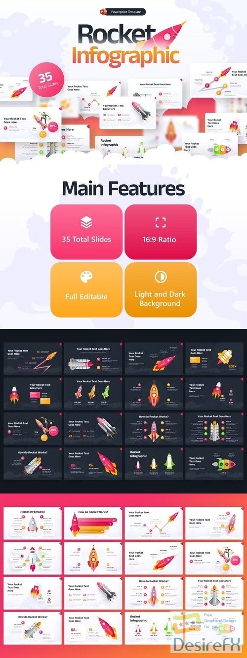 Rocket Infographic Creative PowerPoint Template