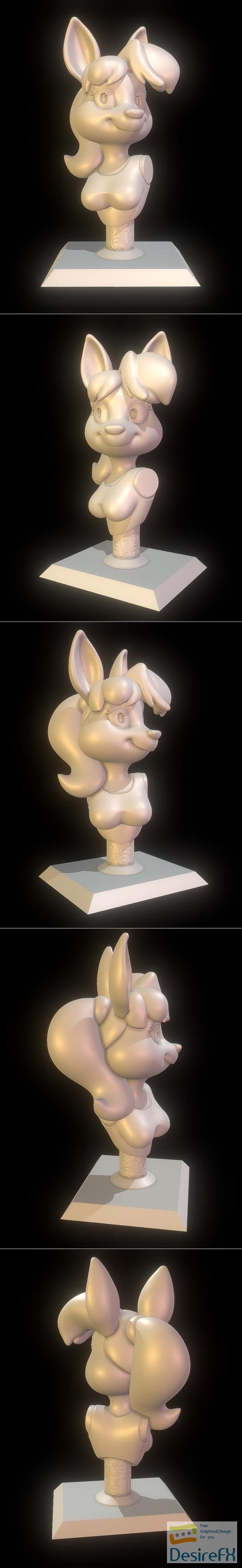 Rosana Anthro Doe Bust – 3D Print