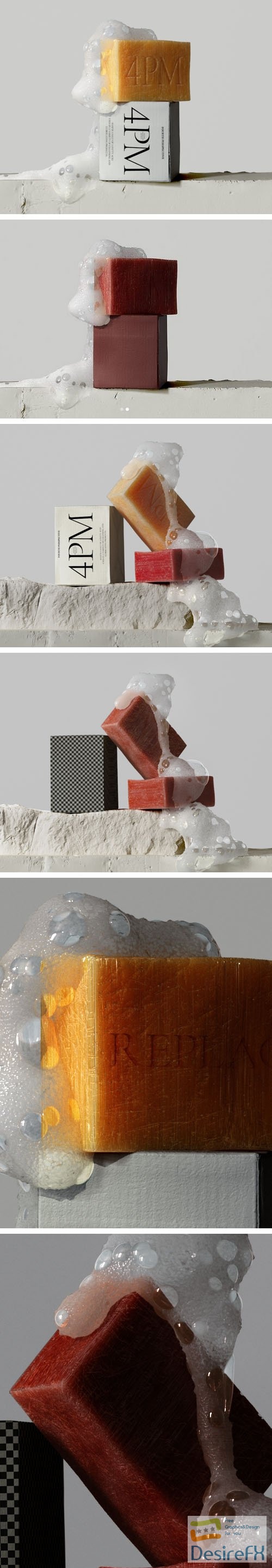 Soap with Realistic Foam Effects PSD Mockups Templates