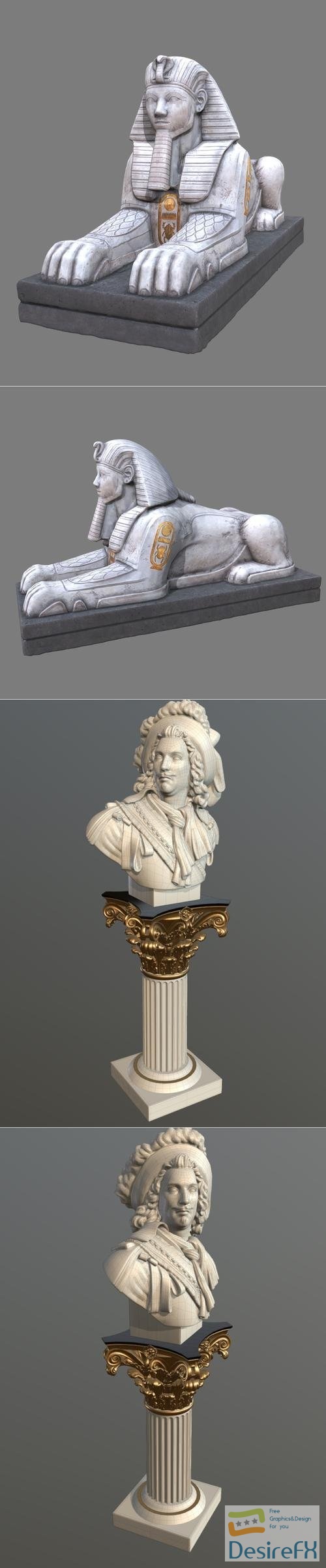 Sphynx and Aristocrat Bust – 3D Print