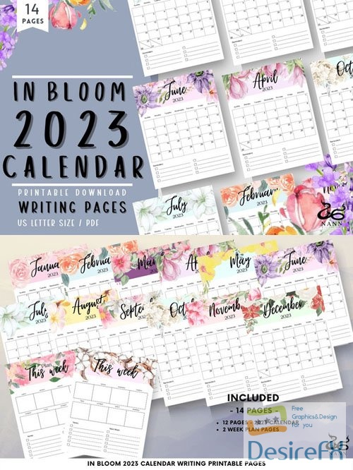 The Bloom 2023 Calendar Printable Template US Letter