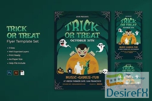 Trick or Treat Flyer Template Set