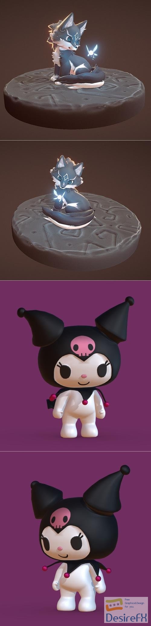 Wolf Link young and Kuromi from Onegai My melody – 3D Print