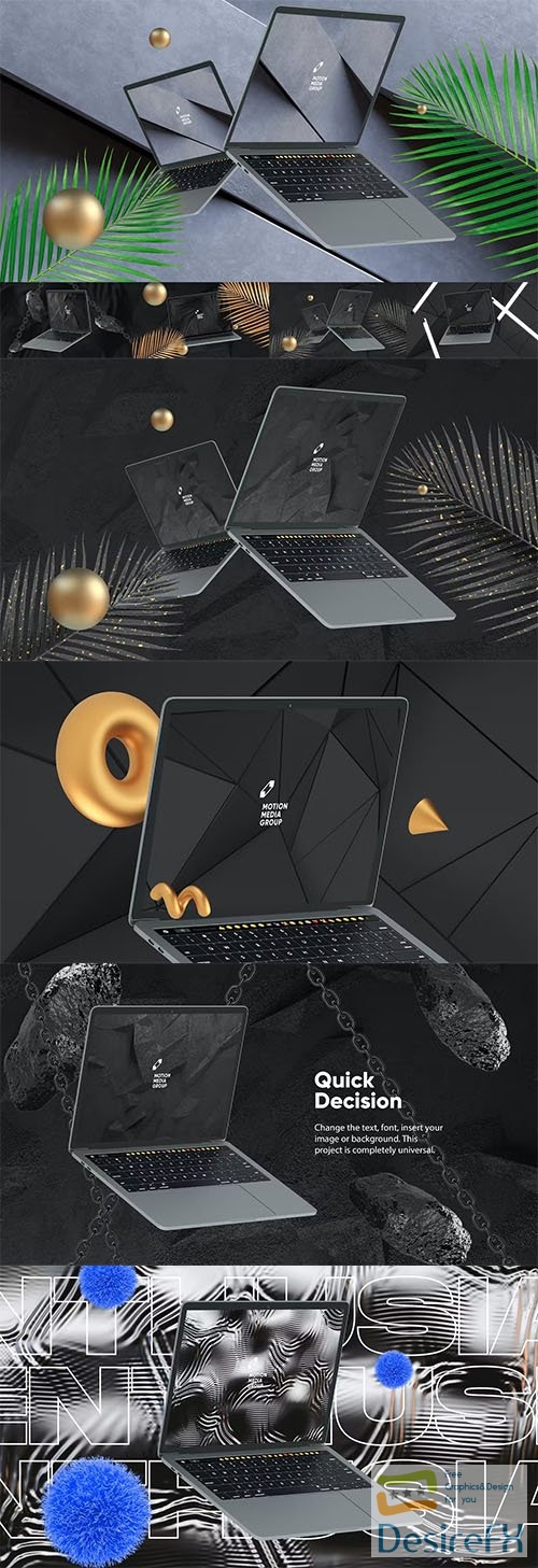 10 Black Laptop Mockups