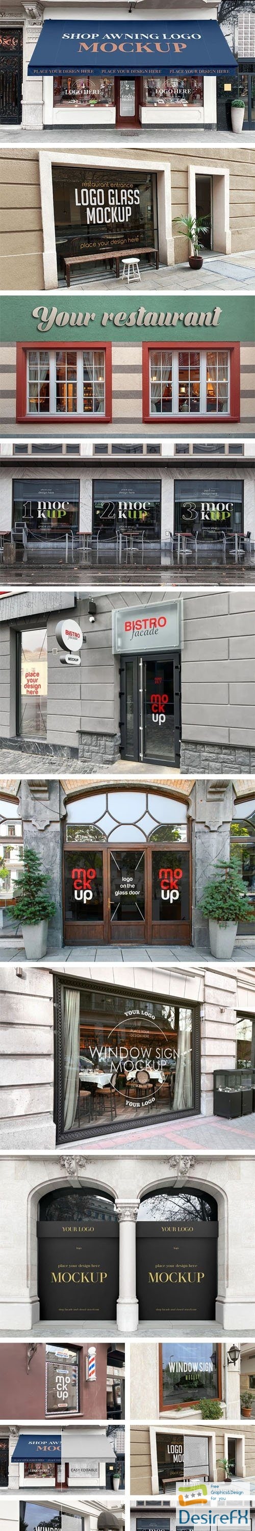 10 Shop Facades PSD Mockups Templates