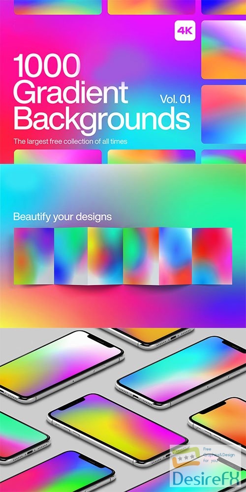1000 Gradient Backgrounds Vol. 01 JPEG