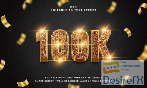 100k luxury psd 3d text effect premium with background