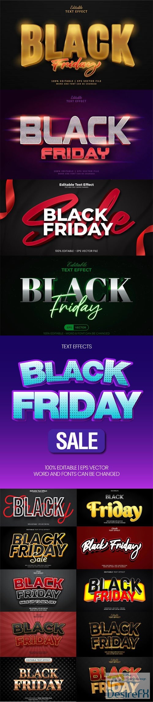 15 Modern Black Friday 3D Text Effects Vector Templates Vol.3