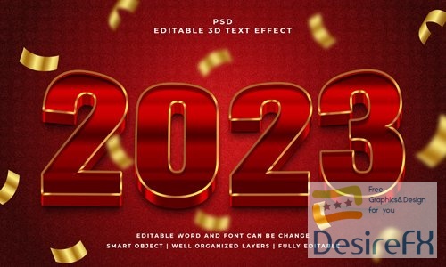 2023 3d editable psd text effect design with background