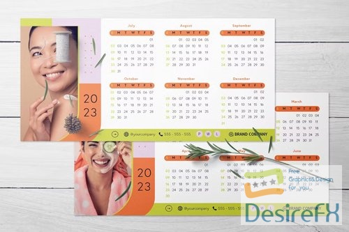 2023 A4 Landscape Calendar Layout PSD