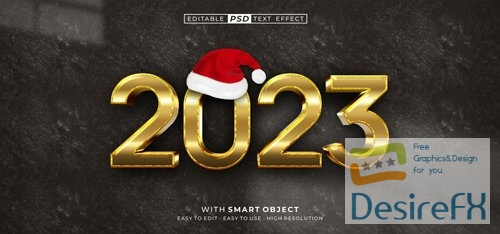 3d number 2023 editable gold style effect