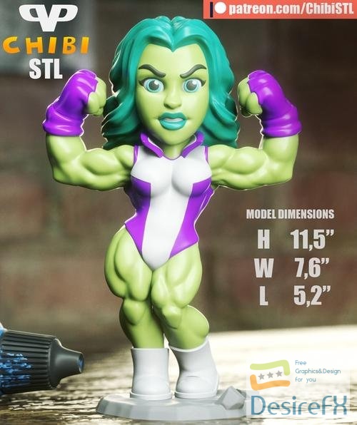 3DXM - She-Hulk Chibi – 3D Print