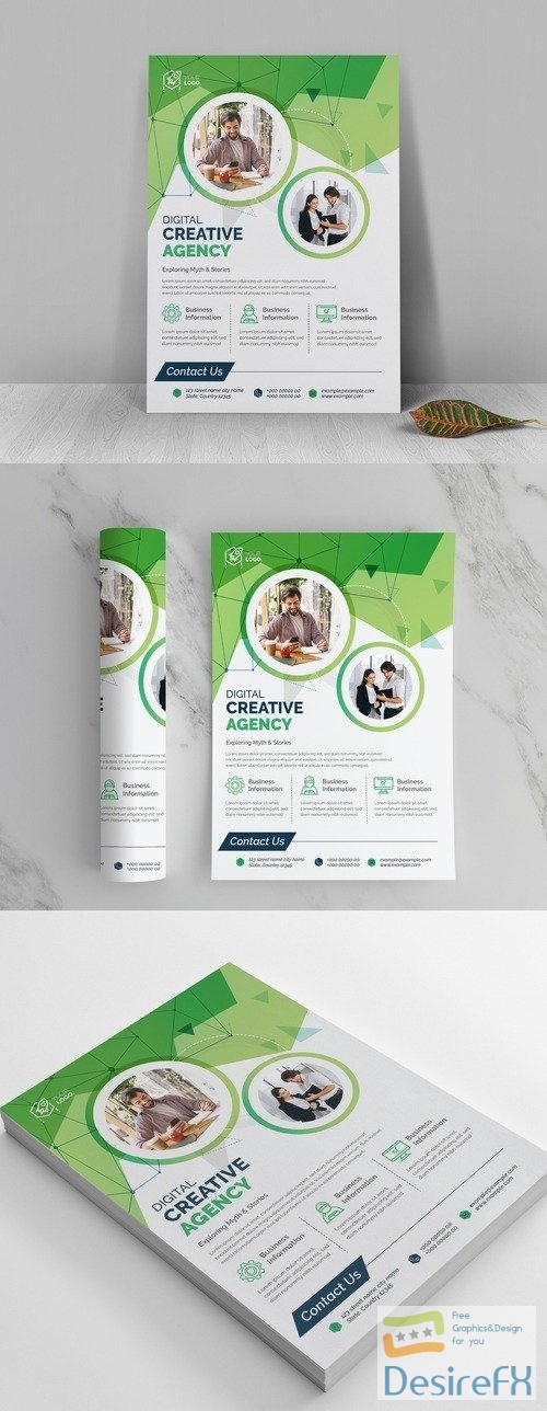 Abstract Corporate Flyer Template with Green Accents 521501877 AIT