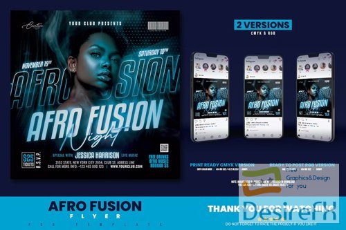 Afro Fusion Party Flyer PSD