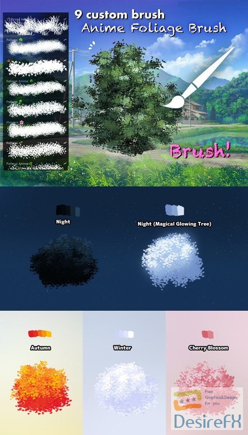 Anime Foliage Brushes Pack for Procreate