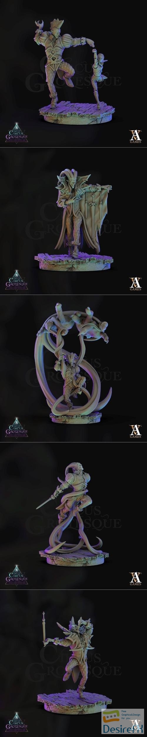 Archvillain Games - Circus Grotesque - Circus Jesters – 3D Print