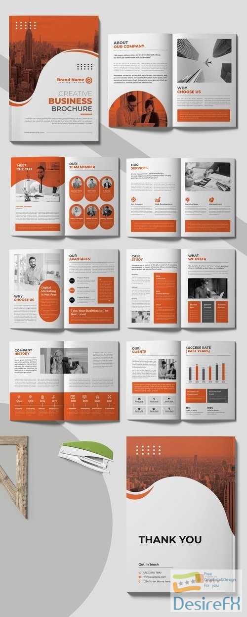 Bifold Business Brochure Layout with Diamond Photo Elements 542530544 INDT