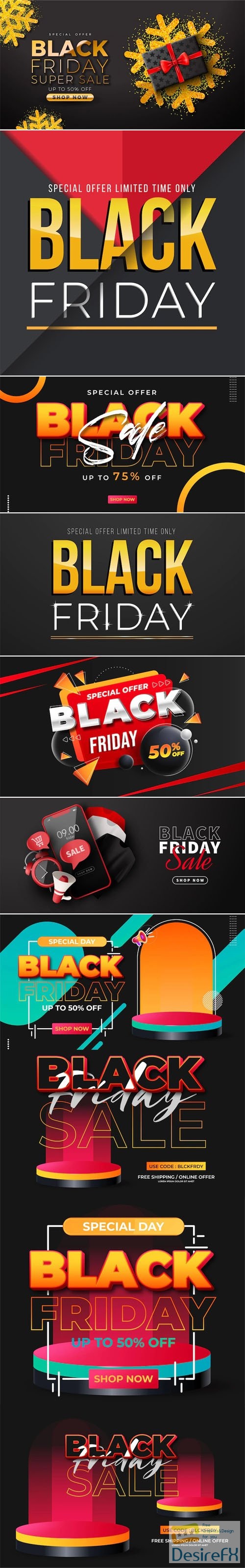 Black Friday - 10 Banners & Backgrounds Vector Templates