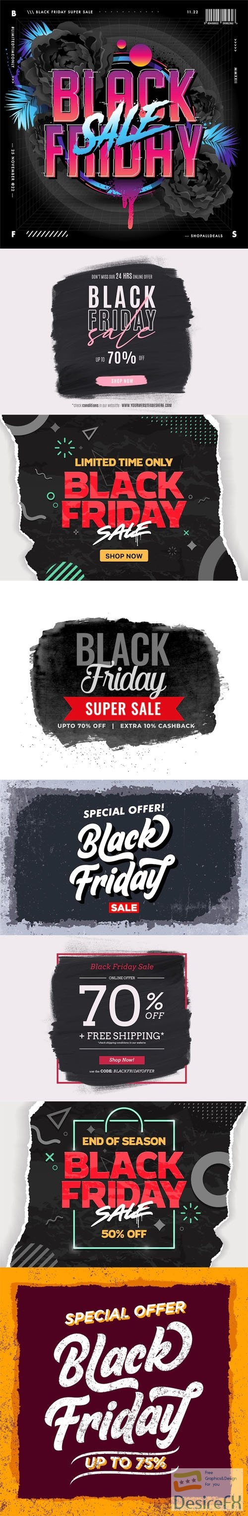 Black Friday - 10 Creative Banners & Backgrounds Vector Templates
