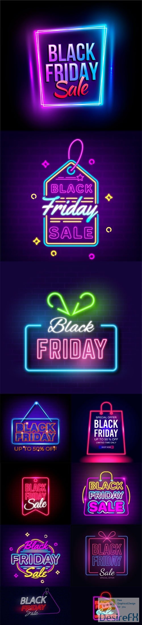 Black Friday - 10+ Neon Lettering Vector Templates