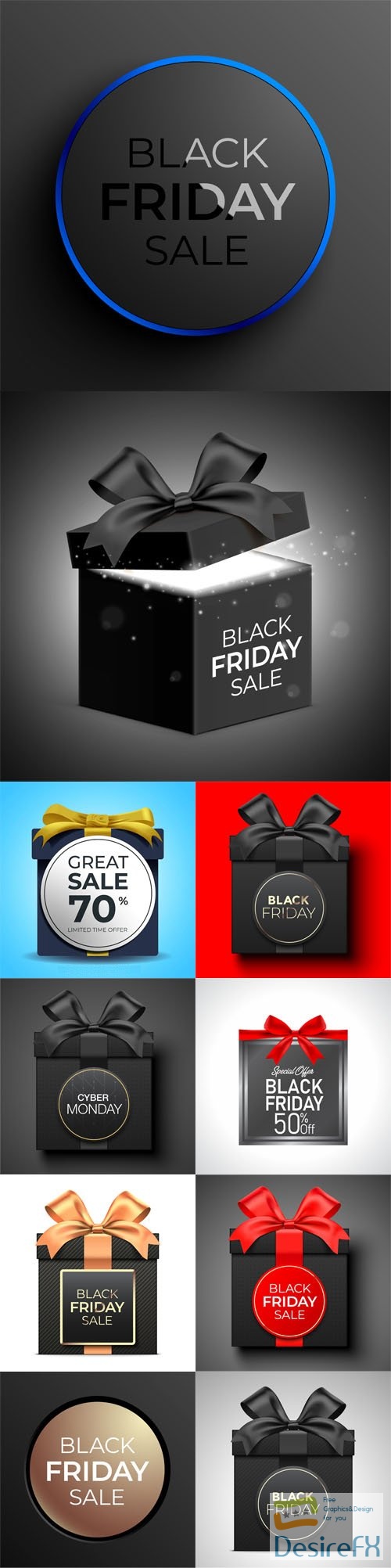 Black Friday - 10+ Realistic Gift Boxes Vector Templates