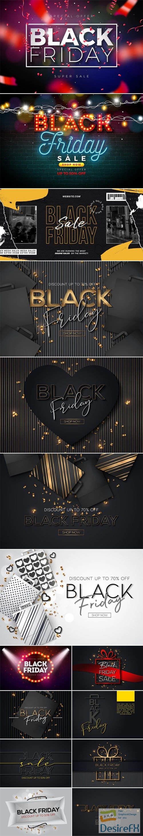 Black Friday - 15 Creative Backgrounds Vector Templates
