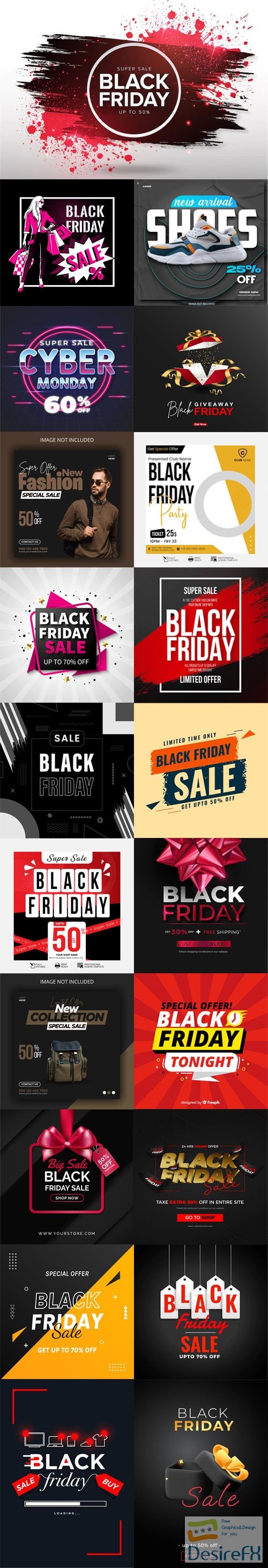 Black Friday - 20+ Web Banners & Backgrounds Vector Templates Vol.6