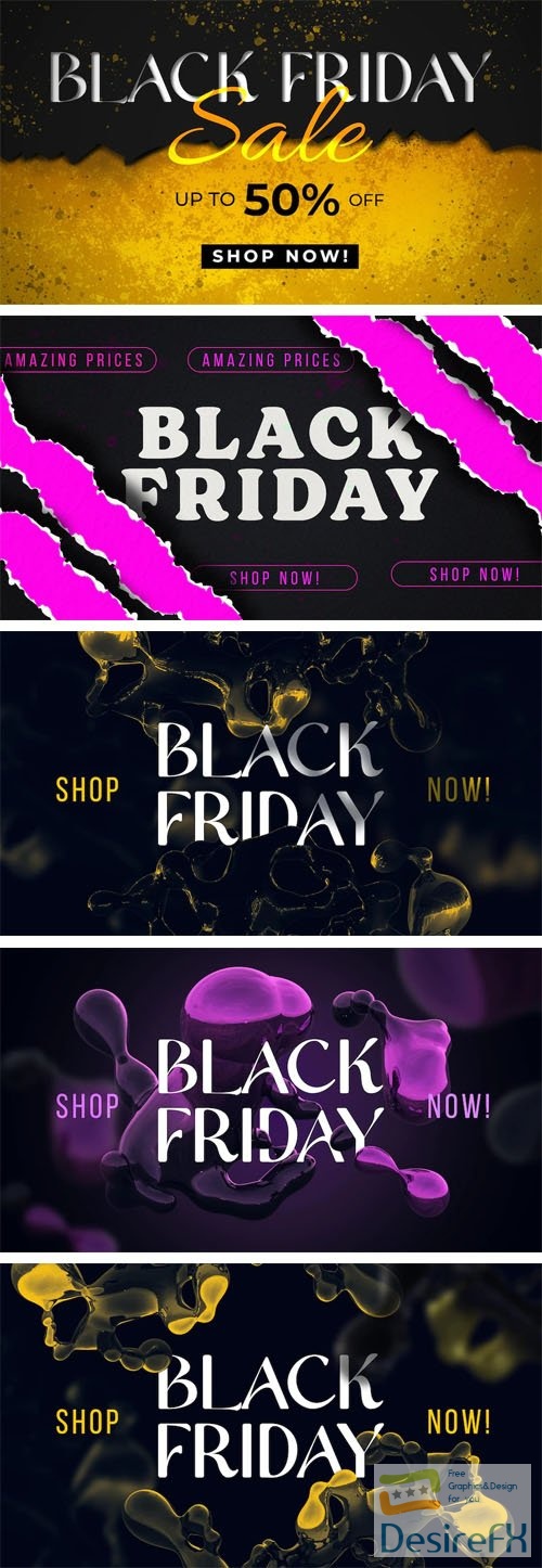 Black Friday - 5 Creative Banners PSD Templates