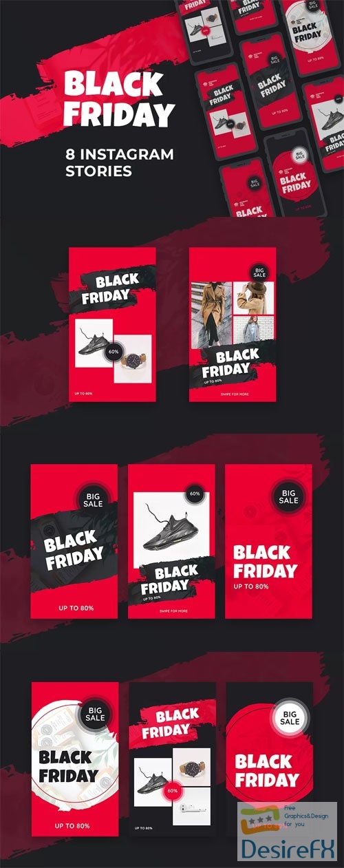 Black Friday - 8 Instagram Stories PSD Templates Collection