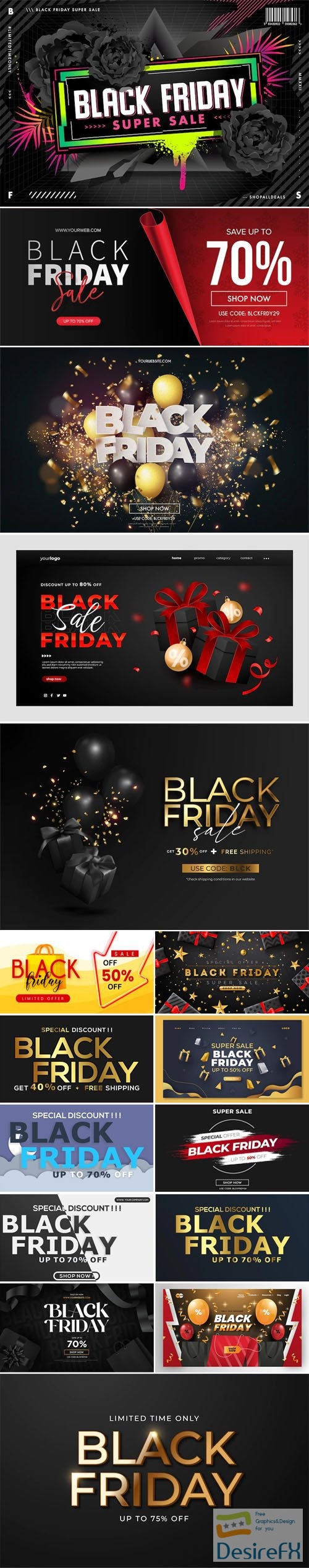 Black Friday Sales - 10+ Modern Web Banners Vector Templates Vol.1