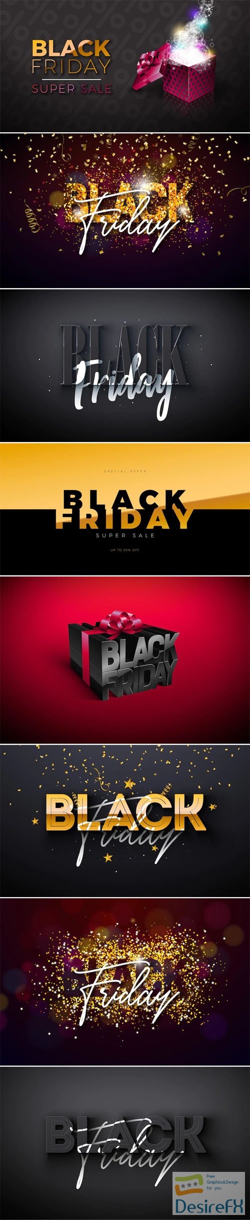 Black Friday Sales - 3D Lettering Vector Templates Vol.1