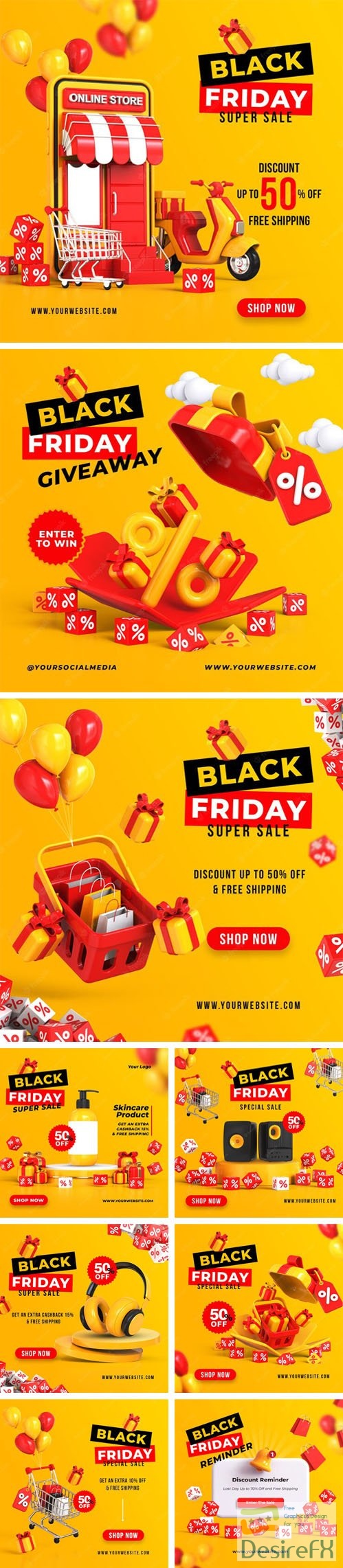 Black Friday Super Sale Social Media Posts PSD Templates Pack