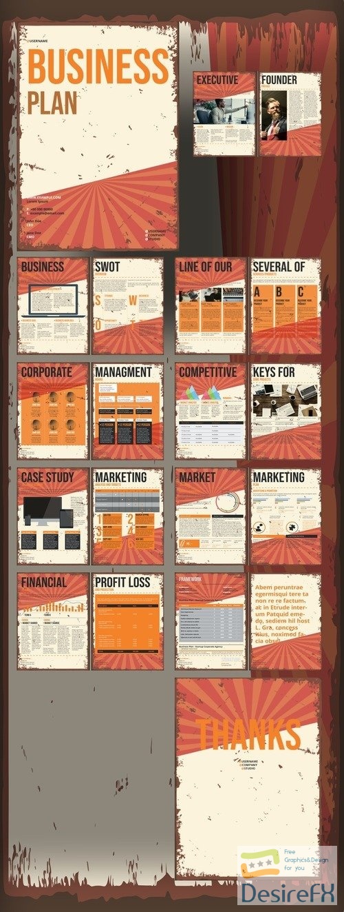 Business Plan Layouts with Vintage Backgrounds 534298012 INDT