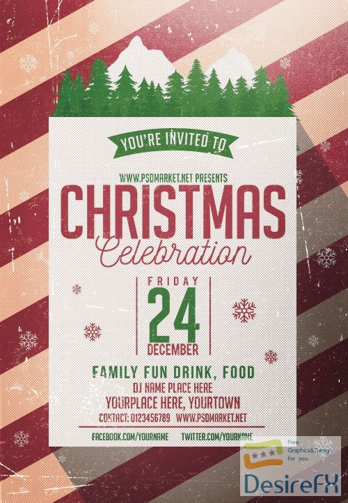 Christmas celebration party flyer psd