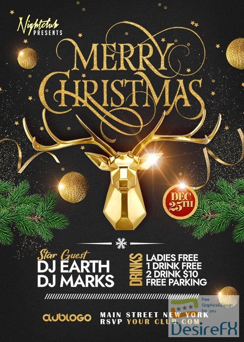Christmas Party Event Flyer PSD