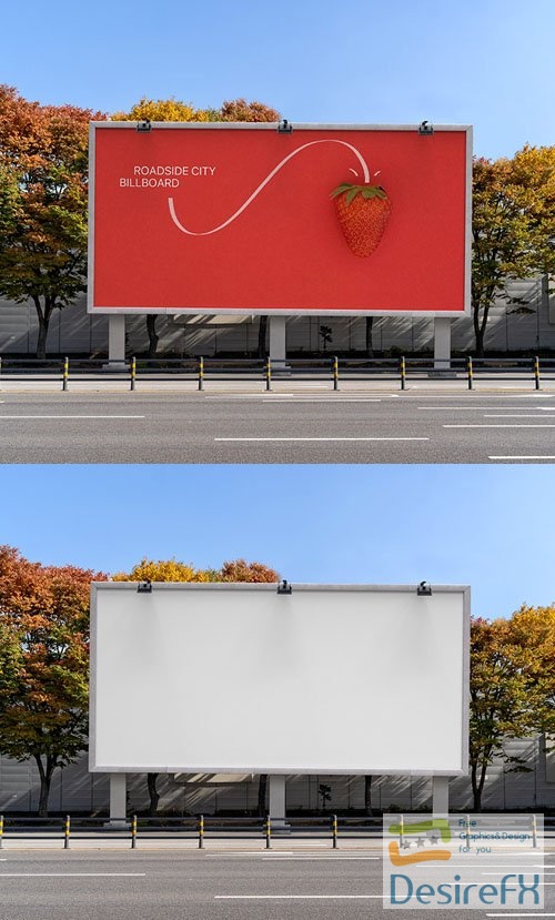 City Roadside Billboard PSD Mockup Template