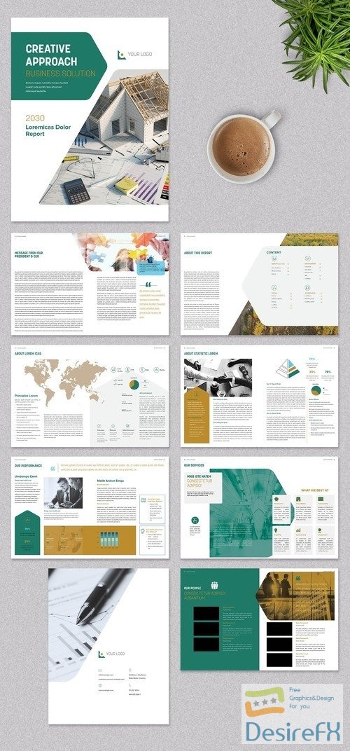 Corporate Brochure with Green and Brown Accents 517753811 INDT