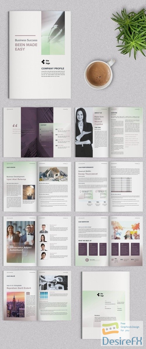 Corporate Company Profile with Purple and Green Gradient 517753790 INDT